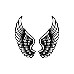 Fototapeta premium Vintage wings isolated on white background. Design elements for logo, label, emblem, sign, brand mark. Vector illustration.