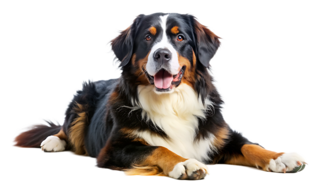 bernese mountain dog isolated on white background, png, ai generated