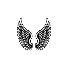 Obraz premium Vintage wings isolated on white background. Design elements for logo, label, emblem, sign, brand mark. Vector illustration.
