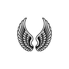 Fototapeta premium Vintage wings isolated on white background. Design elements for logo, label, emblem, sign, brand mark. Vector illustration.