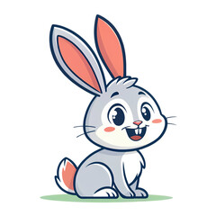 Cheerful Cartoon Rabbit Illustration on transparent background