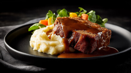 Meatloaf With Mashed Potatoes And Gravy