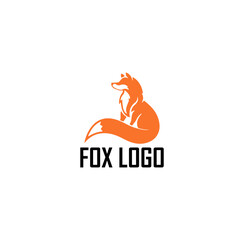  Elegant Sitting Fox Silhouette Logo