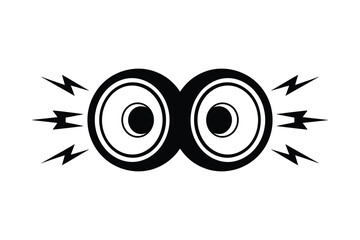 Two loud speakers emitting sound waves and energy