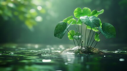A floating plant with spinning leaves that never touches the ground.