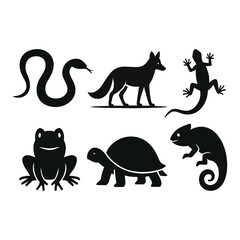 Set of 6 animal silhouettes vector