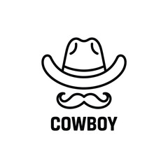 Classic cowboy hat and mustache logo design