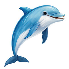 Obraz premium A happy blue dolphin leaping out of the water