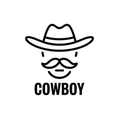 Minimalist cowboy icon with mustache and hat