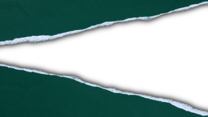 dark green paper torn edge and shadow is on transparent background for text or ad. design. temlpate design