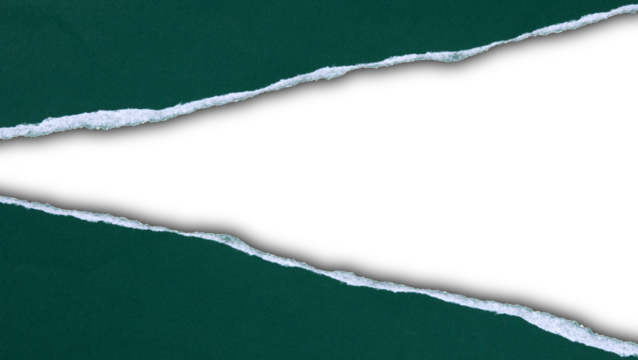 dark green paper torn edge and shadow is on transparent background for text or ad. design. temlpate design