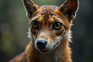 Close-up of a Fictional Animal with Striking Eyes and Furry Texture