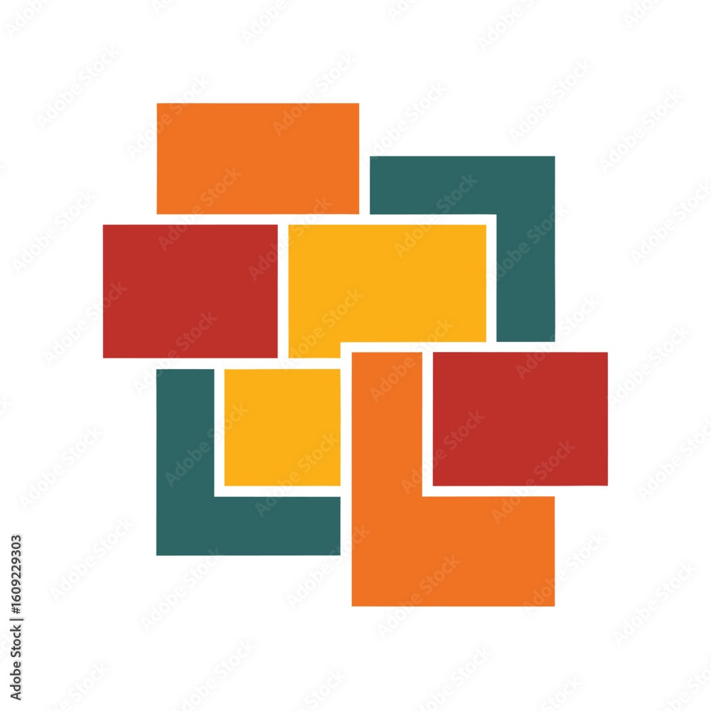 Wall mural overlapping rectangles in flat vector style on white background