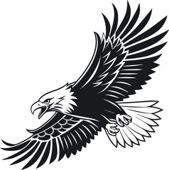 Fototapeta premium Eagle Silhouette in Attack Pose with Sharp Beak Design Illustration