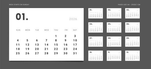 SUN Set Calendar Template MINIMAL А4