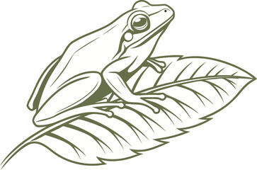 Realistic Frog Clipart Illustration for Nature and Wildlife Projects. Cute Green Frog Clipart Artwork for Educational and Kids Designs. Detailed Frog Clipart Drawing for Botanical and Outdoor Themes