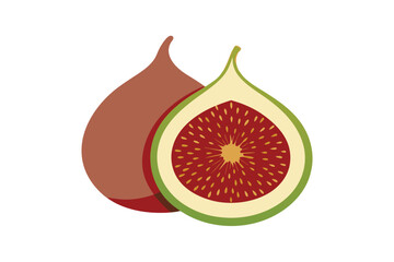 Fresh Fig Cut In Half Vector Art On White