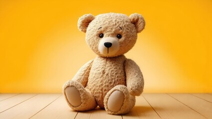 Teddy bear on wooden floor