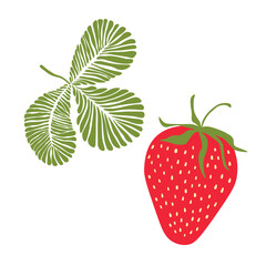 Strawberries, wild strawberries, fruits. Ripe sweet berries. Сlipart desing. Strawberries silhouette vector illustration. Natural delicious fresh ripe tasty fruit. Food concept.