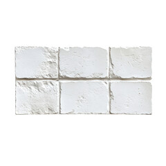 White brick wall texture isolated on transparent background