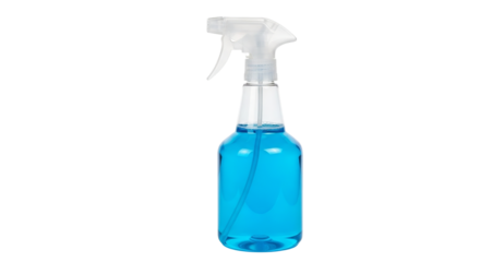 Spray bottle filled with blue liquid isolated PNG with Transparent Background