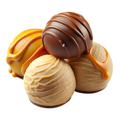 Delicious assorted gourmet chocolate truffles isolated on transparent background