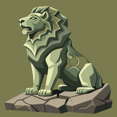 Ancient statue style lion vector