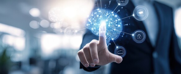 The digital brain interface showcasing futuristic technology and innovation in business.