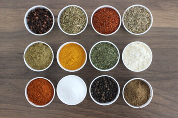 Spices and herbs close up