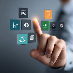 hand pressing social network button