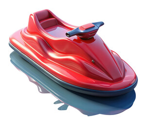 Naklejka premium Red jet ski watercraft floating on background with reflection rendered in realistic 3d style isolated