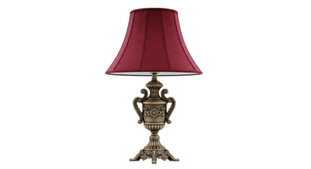 Elegant table lamp with a burgundy shade isolated PNG with Transparent Background