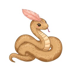Fototapeta premium Elegant snake with pink feather on head