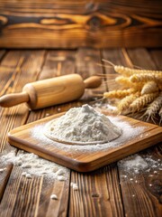 Wooden pastry board with a generous amount of scattered flour on its surface
