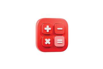 3d Calculator buttons with a plus, minus, multiply, and equal icon isolated on white background. Money management concept. 3d minimal calculator buttons machine mathematic device icon. 3d render.