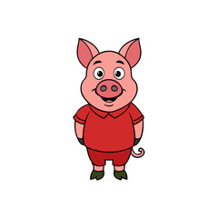 Creative Vector Style Pig on White Background