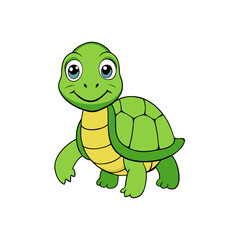 Creative Vector Style Turtle on White Background