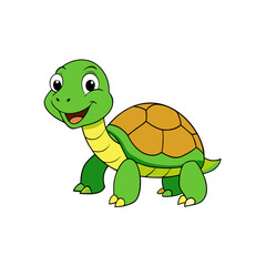 Creative Vector Style Tortoise Drawing on White Background