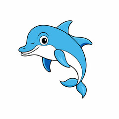 Creative Vector Style Dolphin on White Background