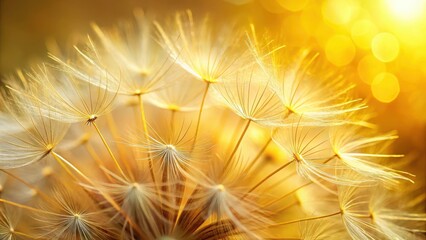 Detailed close-up image of dandelion seeds in soft focus with gentle lighting and subtle texture
