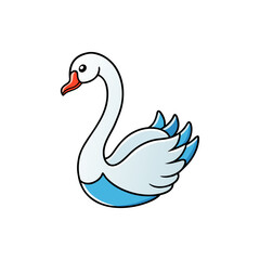 Creative Vector Style Swan on White Background