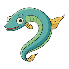 Creative Vector Style Eel Fish on White Background