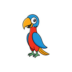 Creative Vector Style Parrot Illustration on White Background