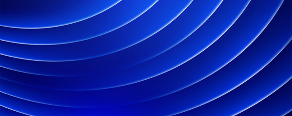 Abstract blue background with glowing curved lines and shadows
