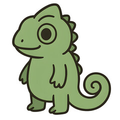 Fototapeta premium Cartoon chameleon character standing with a cheerful expression 