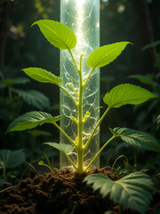 Plant photosynthesis: chlorophyll function, sunlight absorption, energy conversion, oxygen release, carbon fixation, leaf process, chemical reaction, natural growth, ecological cycle.