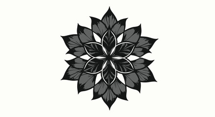 Intricate Floral Design A Black and White Ornamental Blossom