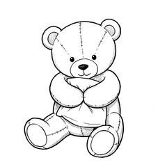 Obraz premium Line Drawing of Seated Teddy Bear