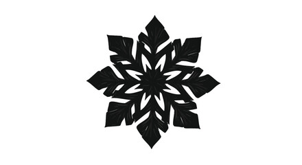 Obraz premium Modern Minimalist Black Snowflake Vector Illustration for Winter Holiday Designs. Elegant Geometric Snow Crystal Graphic Element for Digital Art and Seasonal Projects.