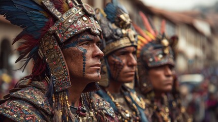 Fototapeta premium Inca Warrior Portraits: A Glimpse into Ancient Andean Culture